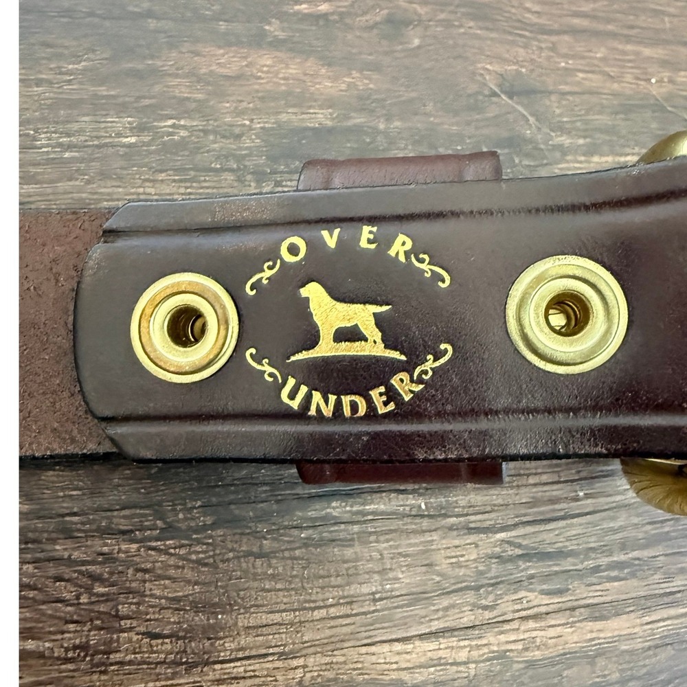 Over Under Kids Brown Leather Shotgun Shell Brass Buckle Belt Made in USA 28" - Picture 5 of 7